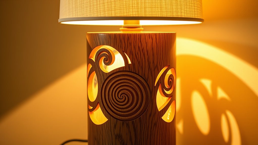 artisan crafted wooden lamp