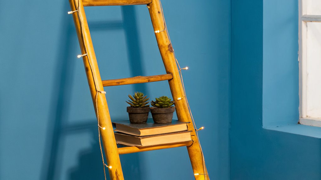 bamboo ladder showcasing items