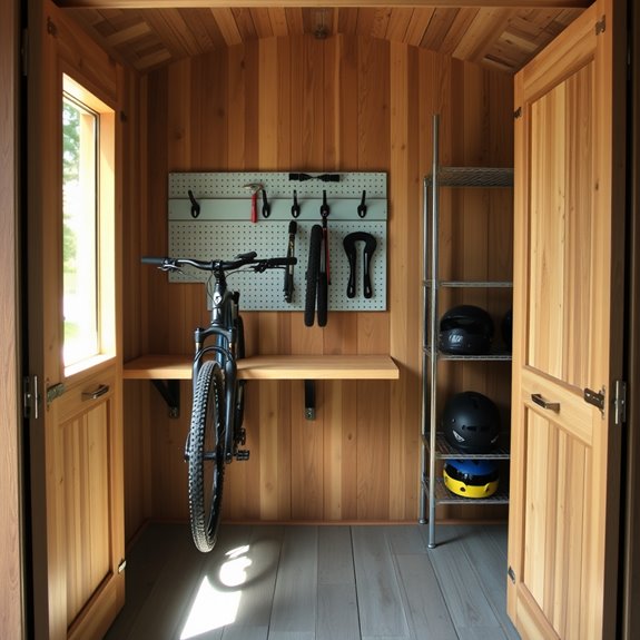 bike storage and workspace