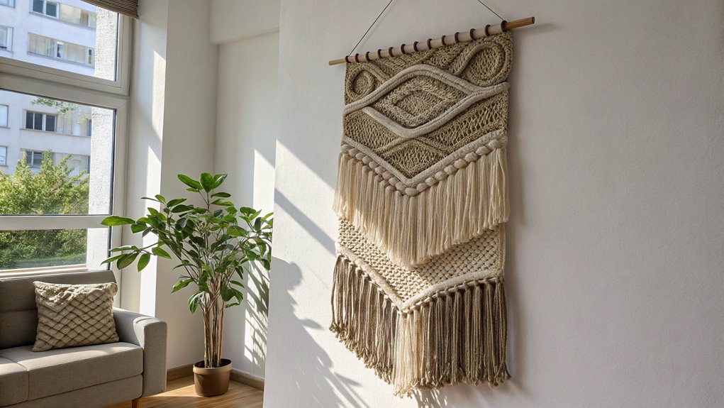 colorful yarn wall decor