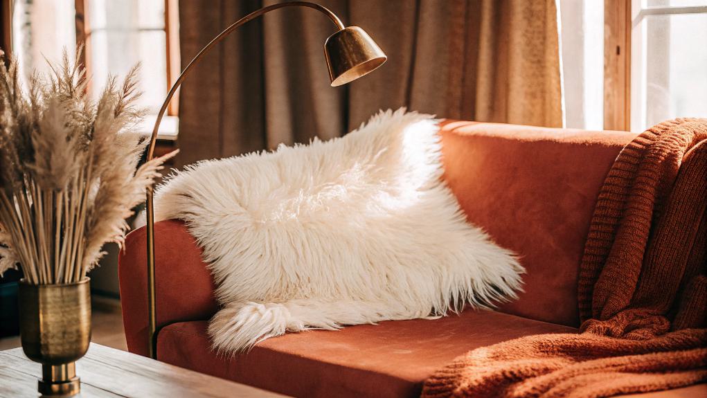 cozy sheepskin couch decor