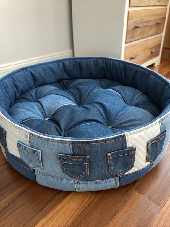 denim fabric dog bed