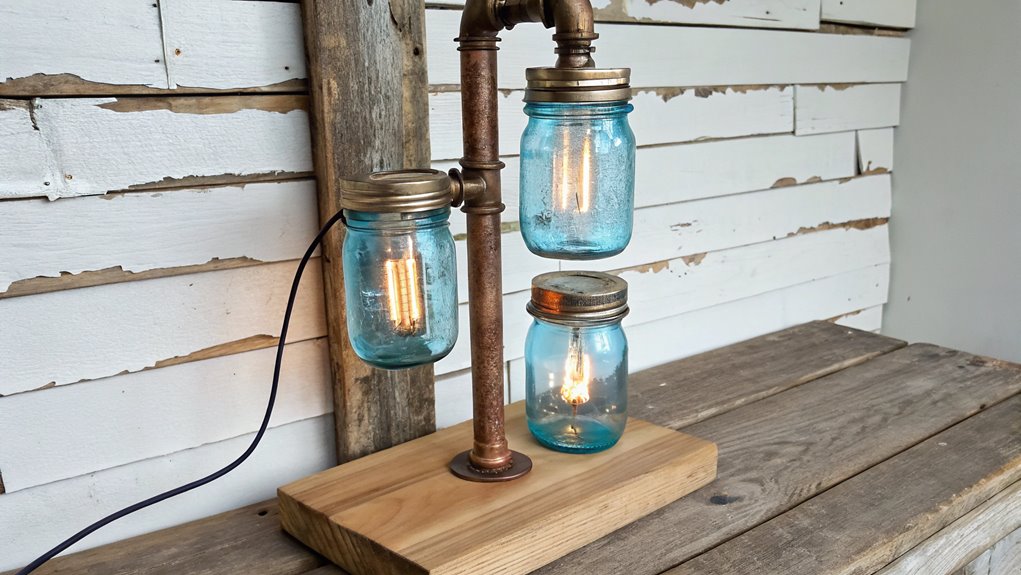 illuminated mason jar tower