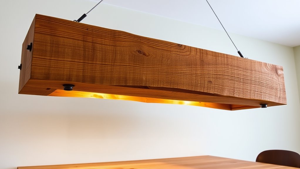 illuminated wooden beam fixture