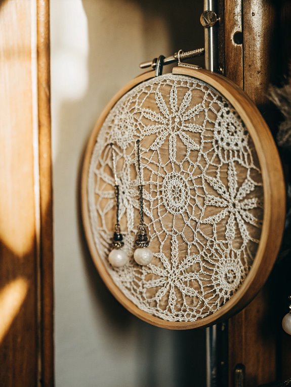 lace decorated embroidery frame