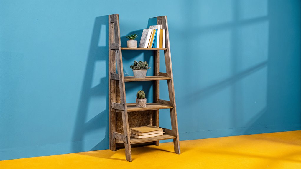 ladder shaped corner bookshelf design