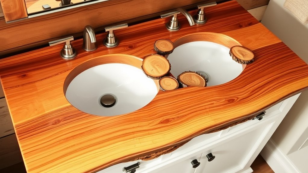 natural wood bathroom surface