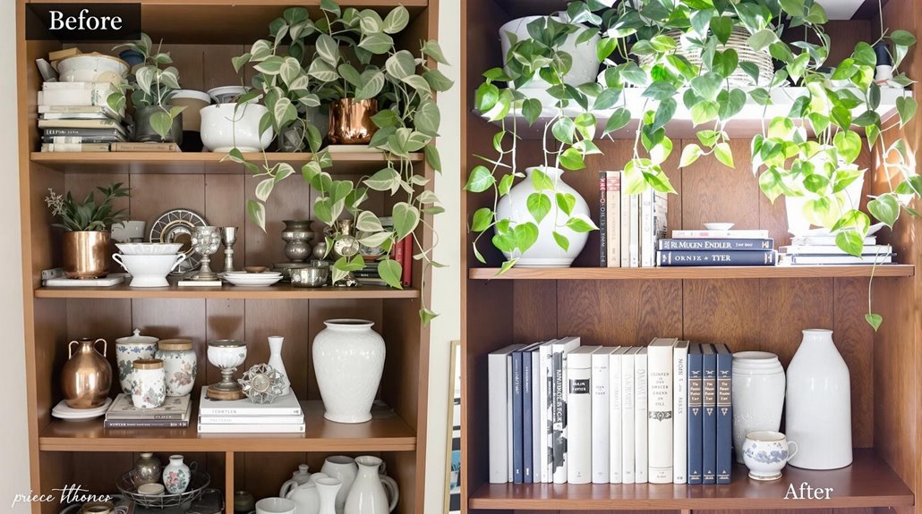 organize and decorate shelves