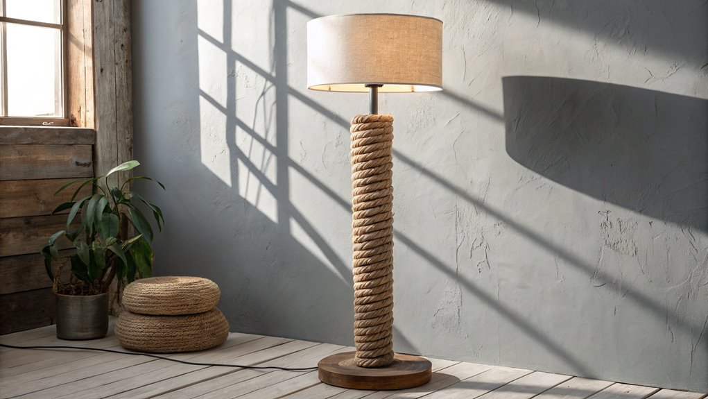 rope embellished upright lighting fixture