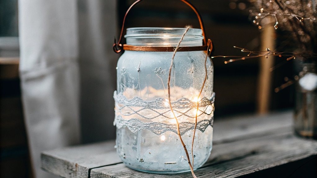 rustic illuminated glass jars