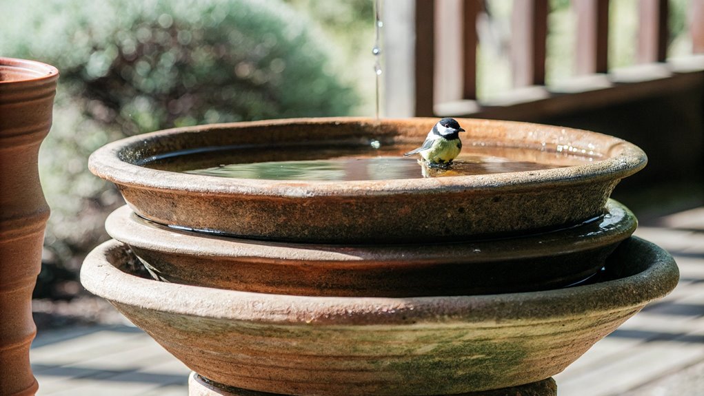 stacked terracotta plant saucers