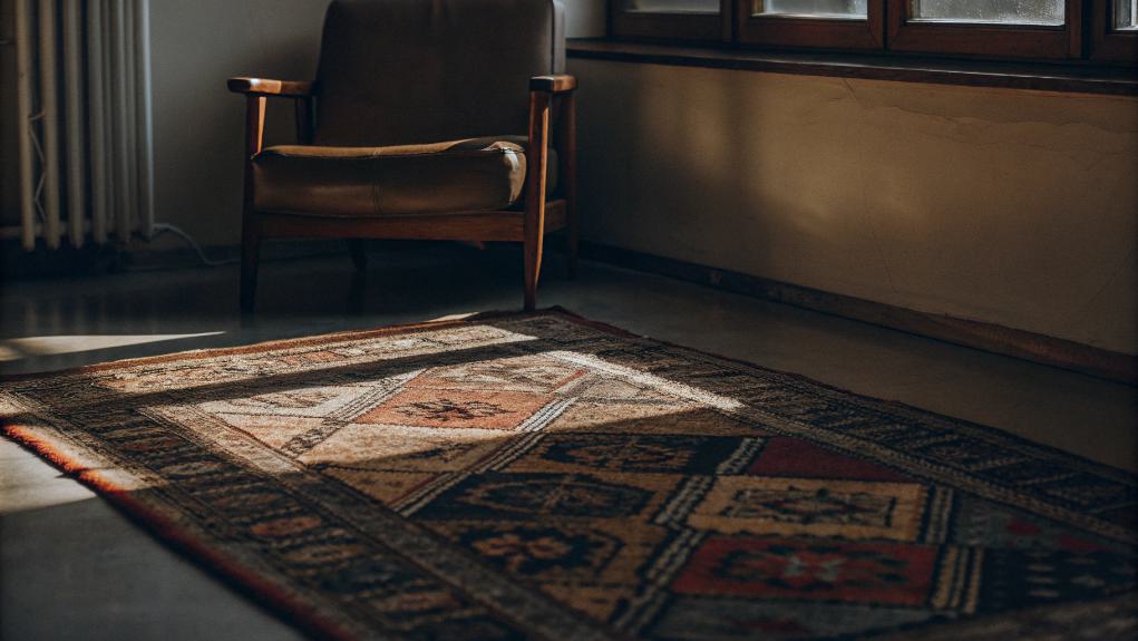 textured rugs in layers